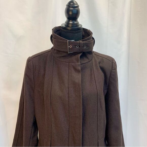 ZARA chocolate brown high neck coat Sz XL - Picture 2 of 9